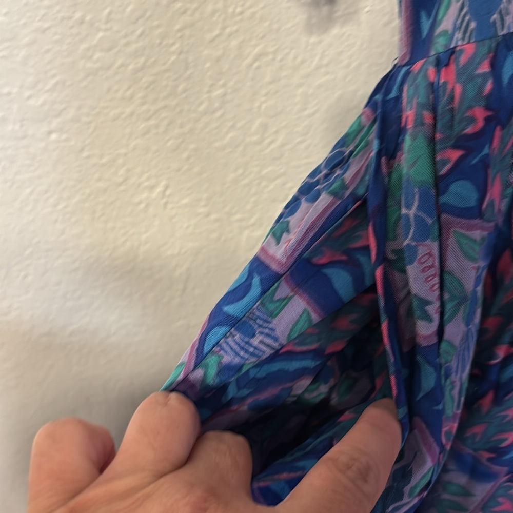 Blue Patterned Midi Dress - Picture 5 of 7